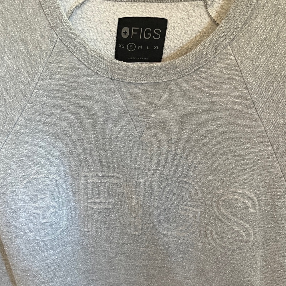 Figs Light Gray Crewneck Sweater for Women